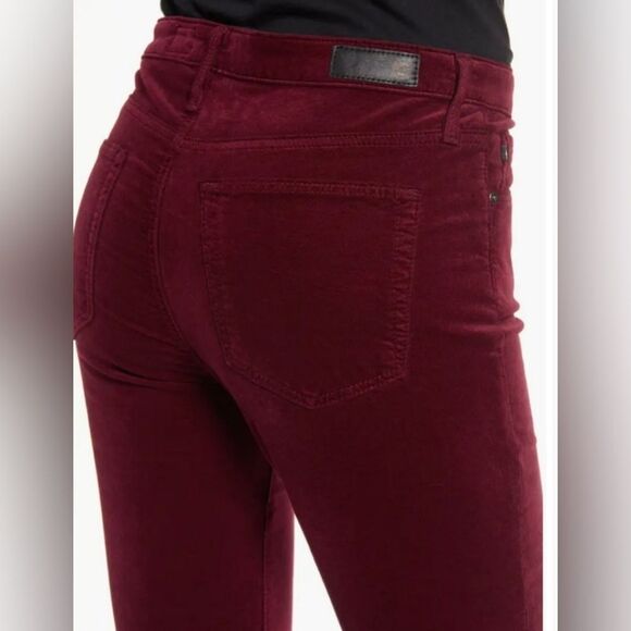 Adriano Goldschmied NWT Jodi Crop High Rise Flare Velvet in Maroon size 31 - Picture 4 of 9